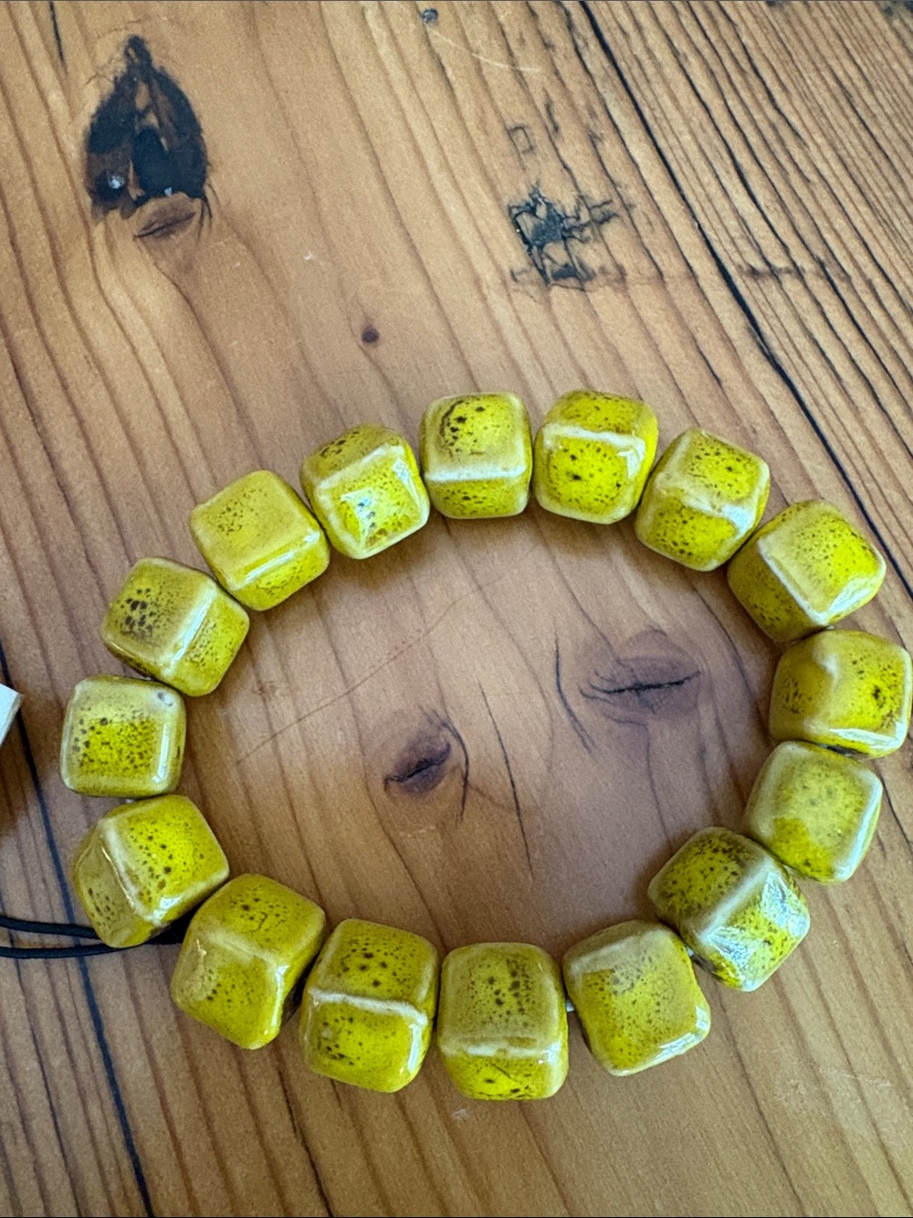 Hadley Wren Yellow Ceramic Cube Bead Bracelet